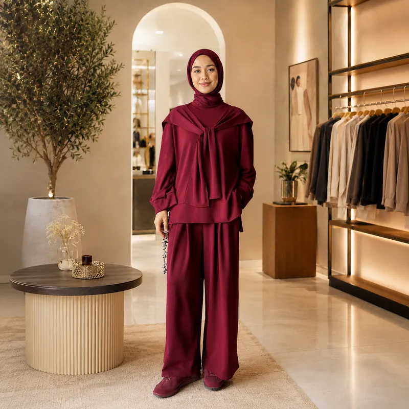 Ensemble femme deux pièces - Tunique longue et pantalon ample